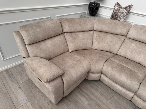 Moreno Power Reclining Corner Sofa In Cream Lux Velvet