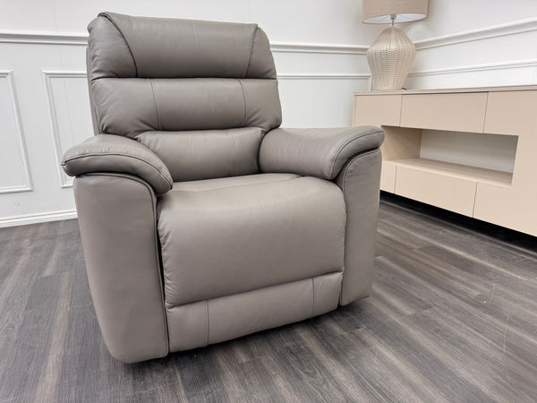 La Z Boy Parker Grey Leather Power Recliner Fabric Armchair