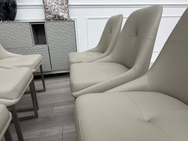 Avorio Grey Faux Leather Cantilever Dining Chairs