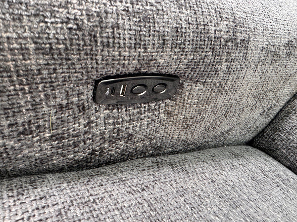 Nixon 3 Seater Grey Cross weave Fabric Power Recliner