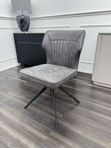 FV Adyin Charcoal Grey Faux Leather Swivel Dining Chair (Choose Quantity)