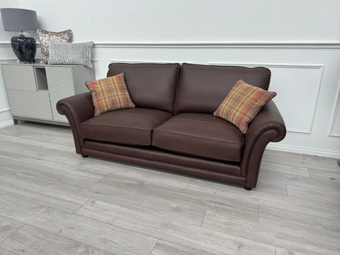 Parker Knoll Burghley Large 2 Seater Brown Premium Leather Sofa RRP £3443