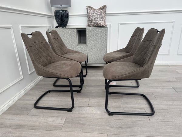 Warrior Taupe Faux Leather Cantilever Dining Chair (Choose Quantity)