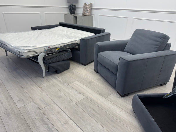 Sonno Electric 3 Seater Sofa Bed + 2x Armchairs Sofa Set Charcoal Grey + footstool