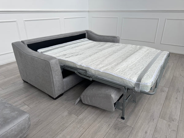 Optimus 3 Seater Sofabed Sofa Silver Grey Microfibre