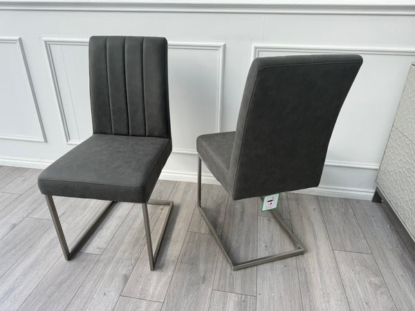 Grigio Pair of Grey Suede Dining Chairs