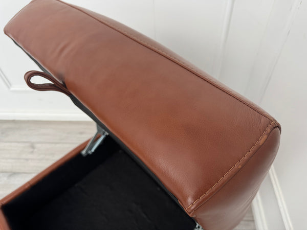 Furniture Village COZEE Brandy Leather Storage Footstool