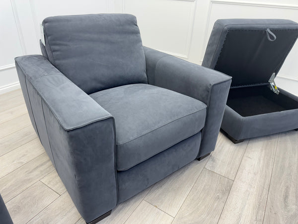 Sonno Electric 3 Seater Sofa Bed + 2x Armchairs Sofa Set Charcoal Grey + footstool