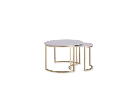 Designer Velma Nest of Tables - Matt Nude/Golden Legs