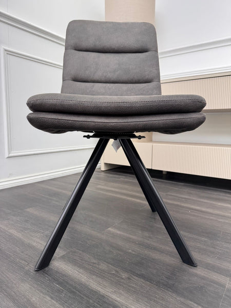 Njord Swivel Dining Chair Anthracite Grey Fabric (Choose Quantity)