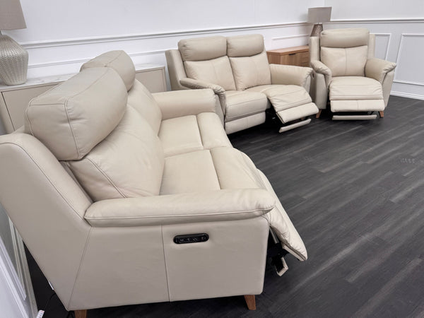 La Z Boy Kenzie Leather 3 & 2 Seater & Armchair Power Recliner Sofa Set