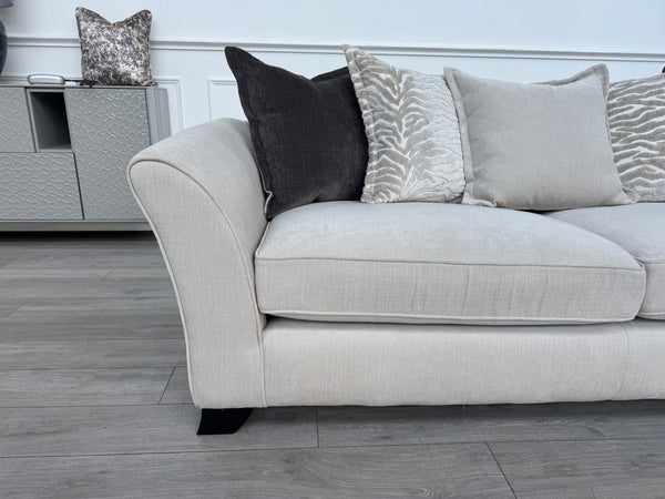 Sasha 4 Seater Sofa Pillow Back Cream Fabric Grand Sofa