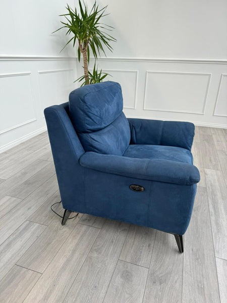 Contempo Navy Microfibre Fabric Power Recliner Armchair