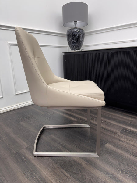 FV Avorio Pale Grey Faux Leather Cantilever Dining Chair (Choose Quantity)