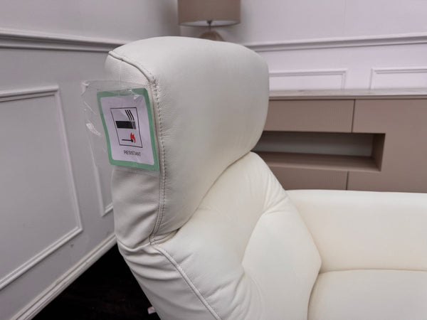 Le Mans White Leather Power Recliner TV Armchair
