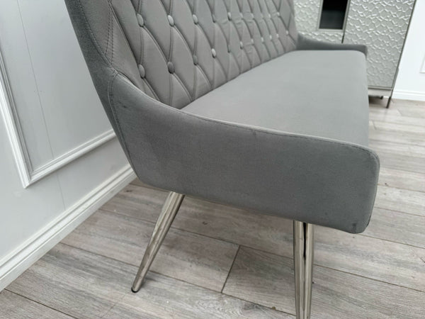 Donnie Grey Velvet Dining Bench
