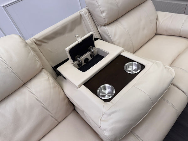 Komodo Relax Station 3 & 2 Seater Cream Leather Power Recliner Headrest Sofa Set