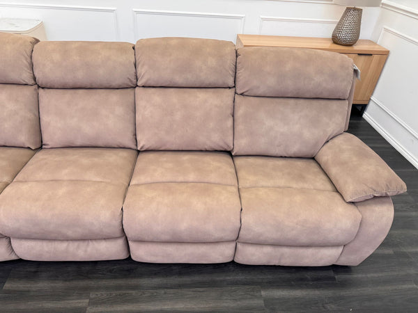 Moreno Light Brown Tan Fabric 5 Seater Sofa Power Recliner