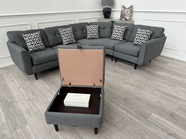 French Connection Grey Fabric Corner Sofa