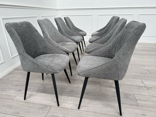 Furniture Village Crete Swivel Dining Chairs Dark Grey Fabric