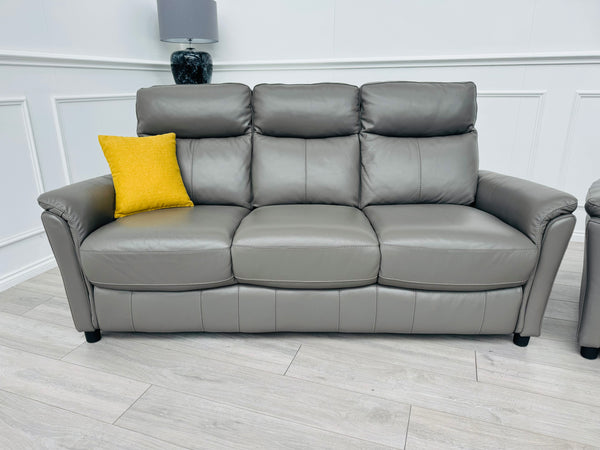 Piccolo Sleet Grey 3+3 Seater Sofa Set Static Genuine Leather