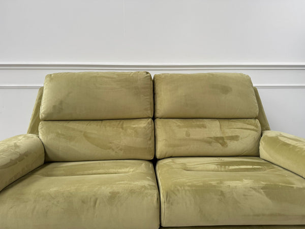 G Plan Thornbury 3 Seater Sofa Olive Velvet Power Recliner & Headrest & Lumbar