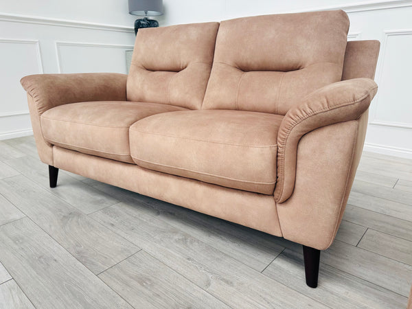 2 Seater Sofa in Beige/Camel Soft Fabric