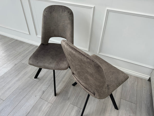 Enterprise Pair of 2 Brown Velvet Swivel Dining Chairs