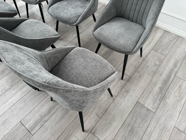 Furniture Village Crete Swivel Dining Chairs Dark Grey Fabric