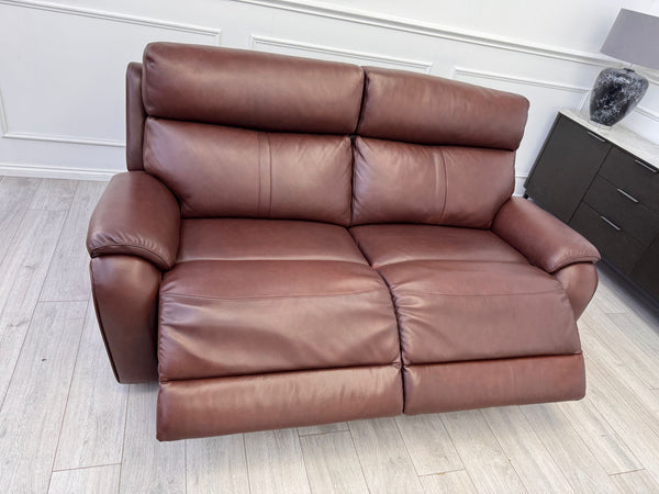La Z Boy Paris 3 Seater Brown Leather Power Recliner