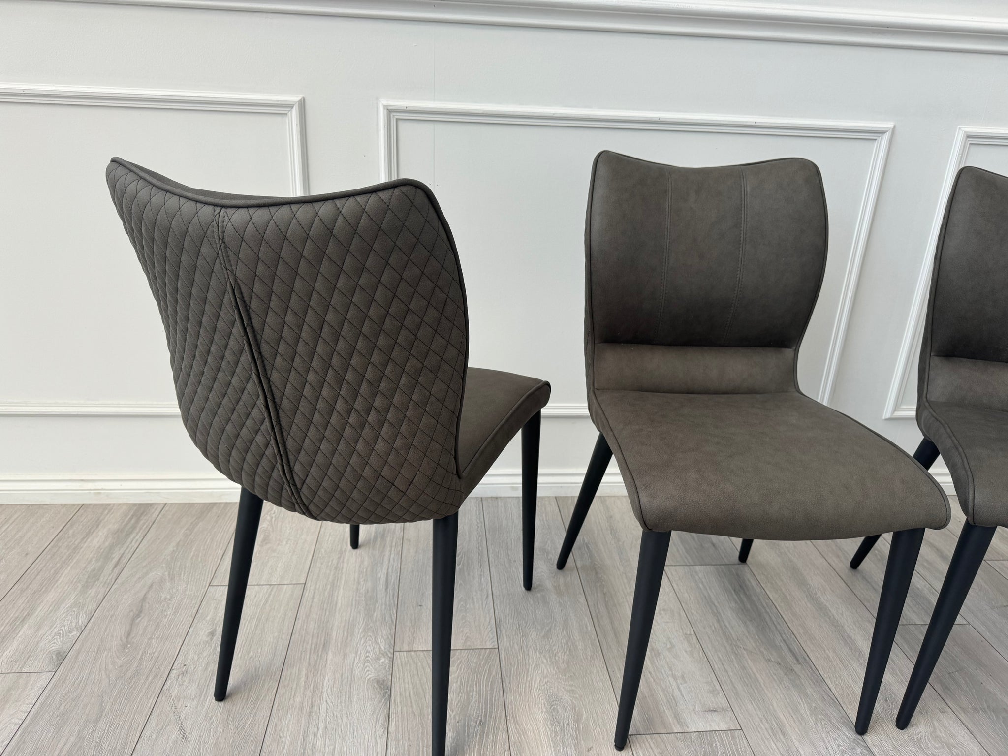 Murcia Grey Suede/Microfibre Pair of Dining Chairs