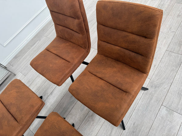 Njord Swivel Dining Chairs Rust Fabric