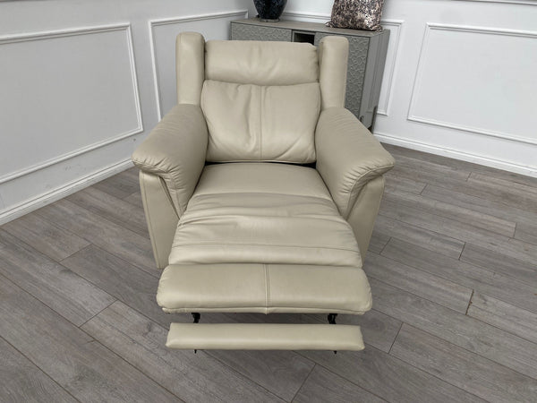 Cream/Ivory Leather Power Recliner Armchair