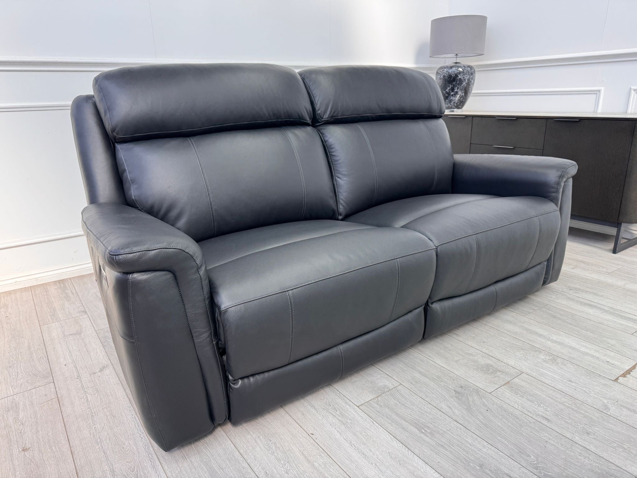 La-Z-Boy Paris 3 Seater Black Leather Power Recliner Sofa