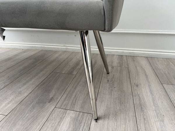 Donnie Grey Velvet Dining Bench