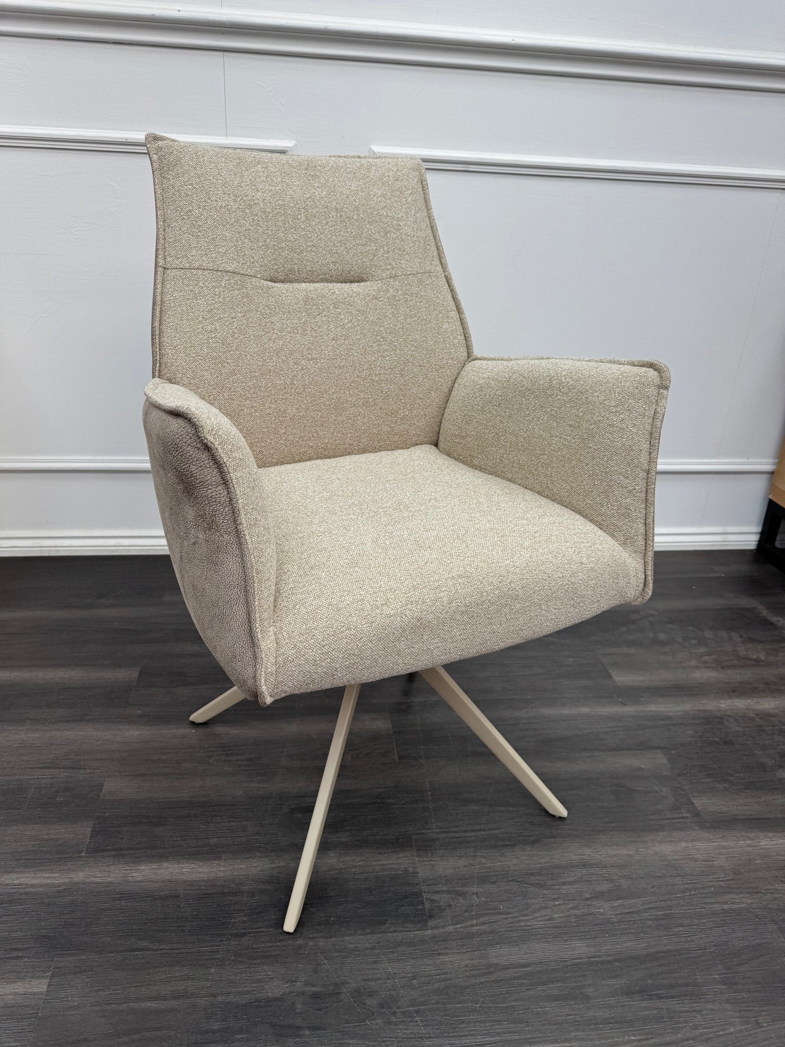 Mirage Taupe Beige Fabric Dining Chairs - bucket armchair (choose quantity)