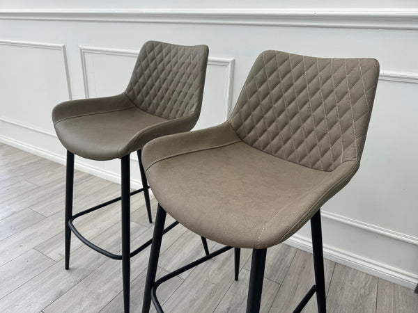 Ion Beige Stone Suede/Microfibre Pair of Dining Bar Stools