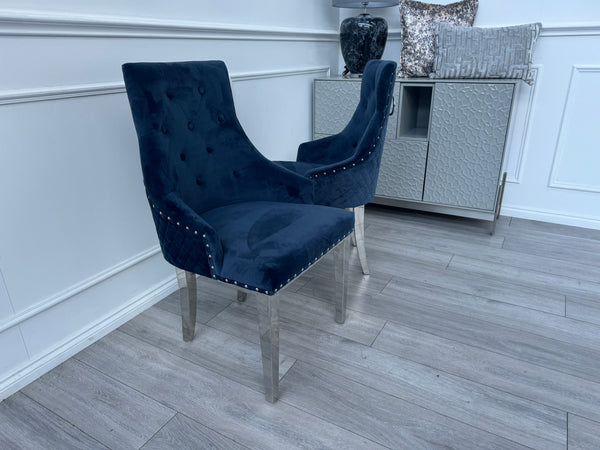 Dolce Pair of 2 Plush Dining Chairs Navy