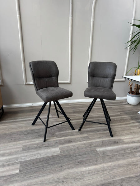 Loki Swivel Bar Stool Grey Charcoal Fabric Swivel Stylish Aesthetic Kitchen Chairs