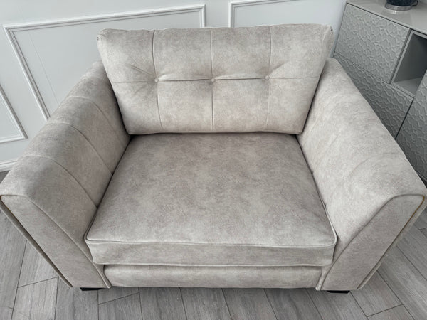 Furniture Village Ariana Classic Back Fabric Snuggler Armchair Cream Brass