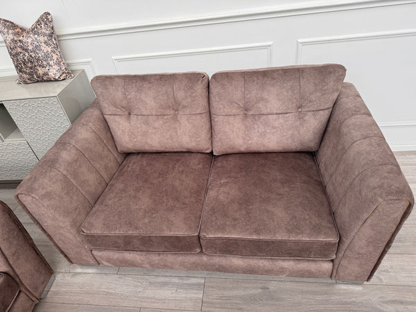 FURNITURE VILLAGE ARIANA 2+2 Seater Sofa Set Classic Back Dapple Chocolate