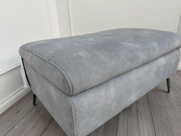 Furniture Village DAYTONA / JUDE Light Grey Velvet Large Footstool Pouffe