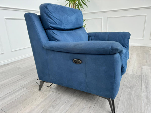 Contempo Navy Microfibre Fabric Power Recliner Armchair