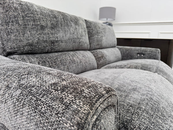 Nixon 3 Seater Grey Cross weave Fabric Power Recliner