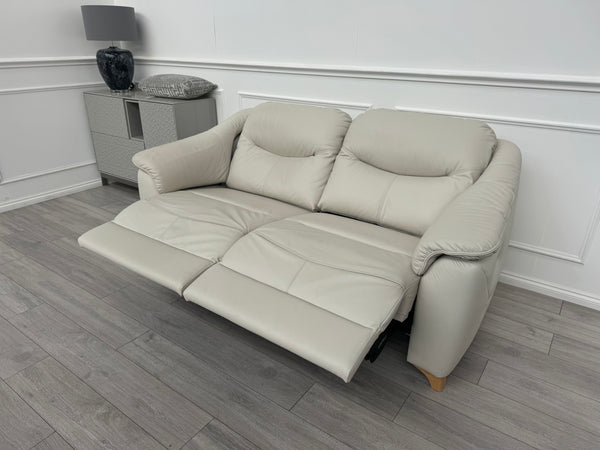 G Plan Jackson Power Recliner 3 Seater Sofa Cambridge Chalk Leather