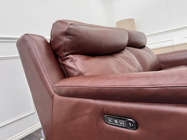 La Z Boy Kenzie 3 Seater Brown Leather Power Recliner Headrest Sofa