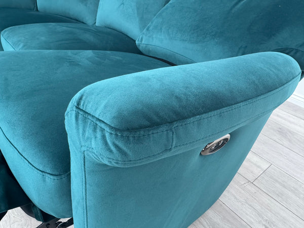 Lillie 1 x Power Reclining Corner Sofa In Lake Green Velvet