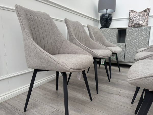 Crete Swivel Dining Chairs Taupe Fabric