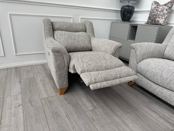 Parker Knoll Manhattan Static 3 Seater & Power Recliner Armchair Grey Fabric