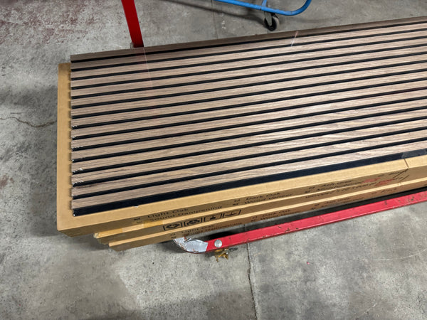 Acoustic Slat Wood Wall Panel Modern Interior Media Wall - LIGHT OAK 2.4m x 0.6m